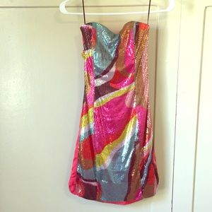 Strapless Multicolored Sequin Dress H&M